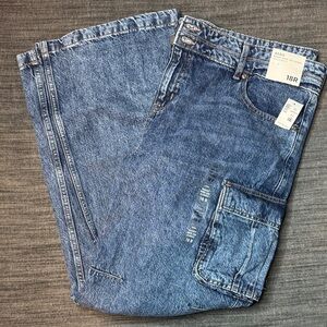 Aeropostale Blue Women's Baggy Wide Leg Cargo Jeans